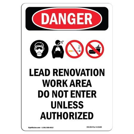 SIGNMISSION Safety Sign, OSHA Danger, 5" Height, Portrait Lead Renovation, Portrait OS-DS-D-35-V-2182